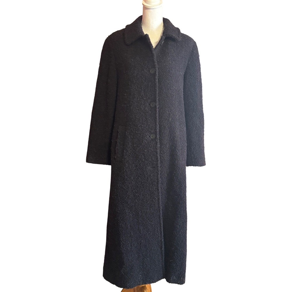 Talbots Vintage Black Boucle Maxi Coat 8